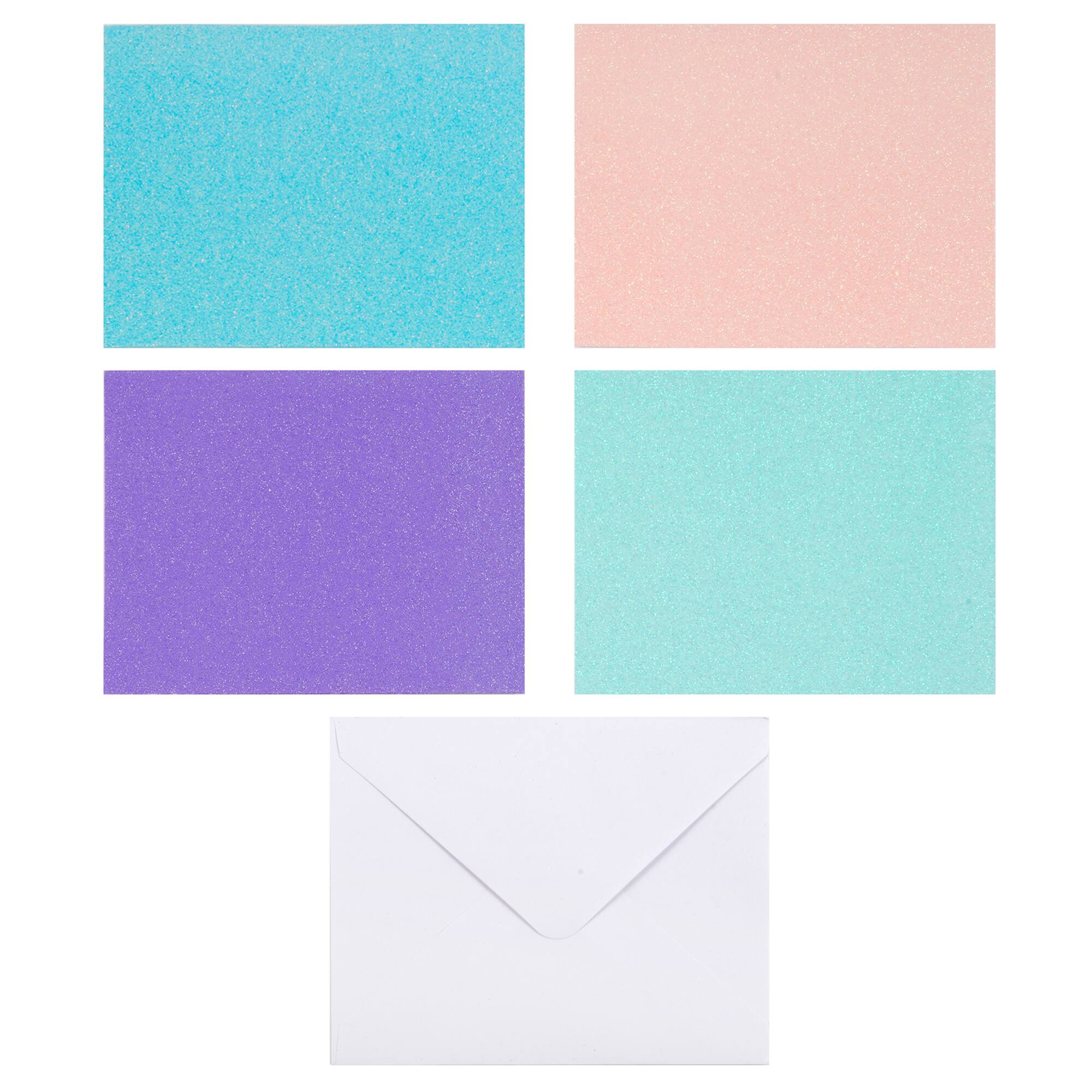 Glitter Pastel Cards & Envelopes by Recollections™, 4.25" x 5.5"